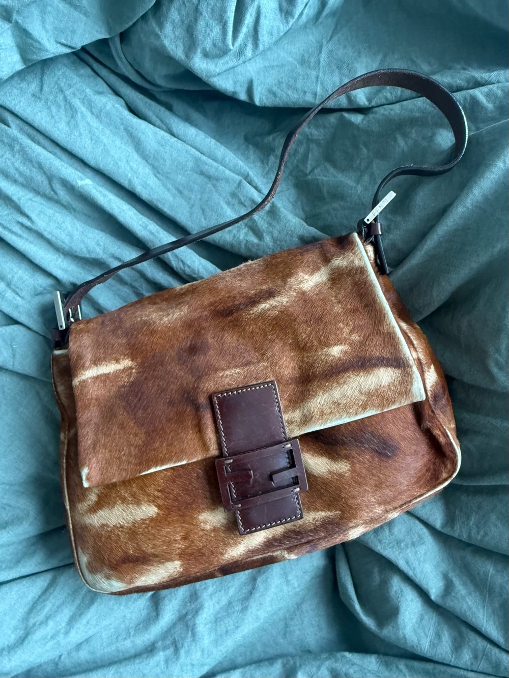 Fendi Ponyhair Brown Animal Print Baguette
